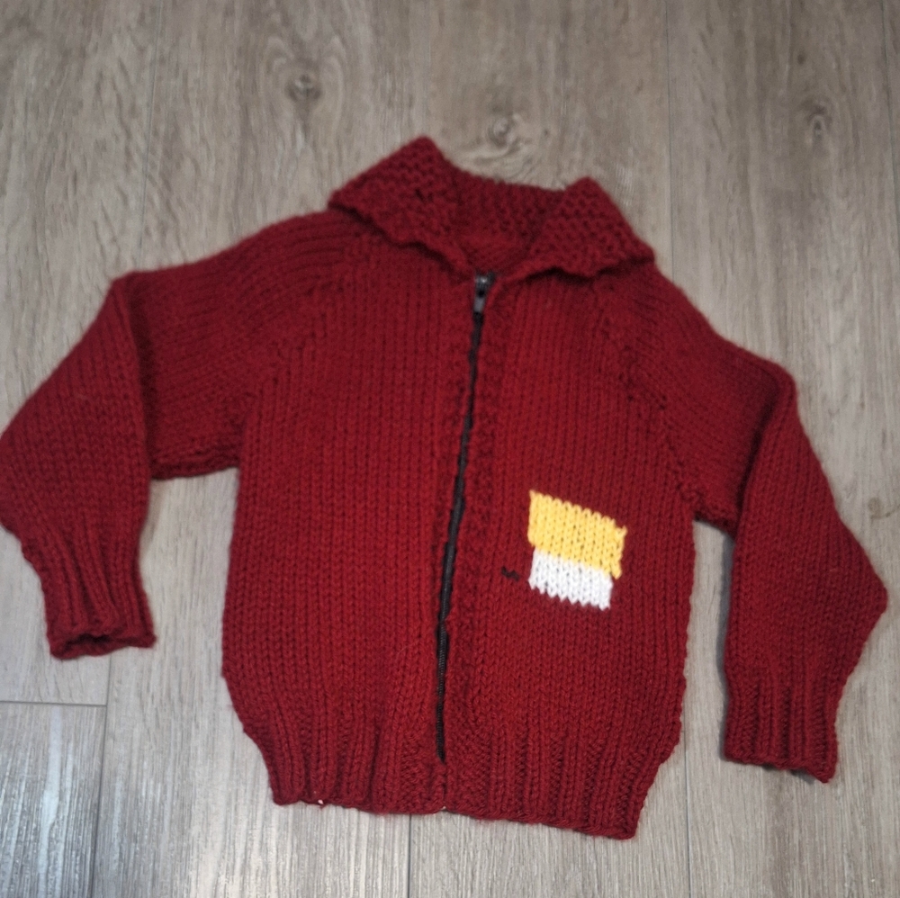 Hand Knit Snoopy Sweater Kids Size 6-7 - Picture 3 of 3